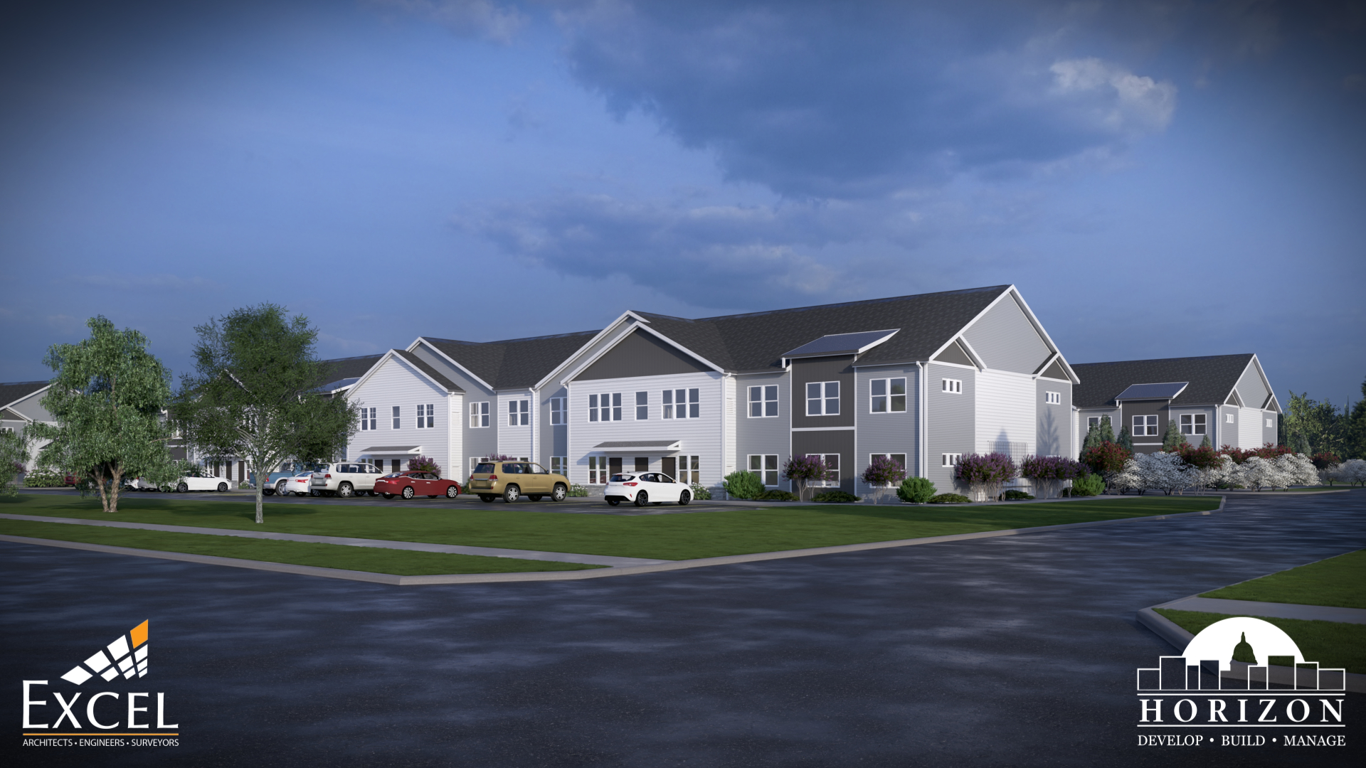 New construction apartment buildings at Lumin Terrace in Wisconsin